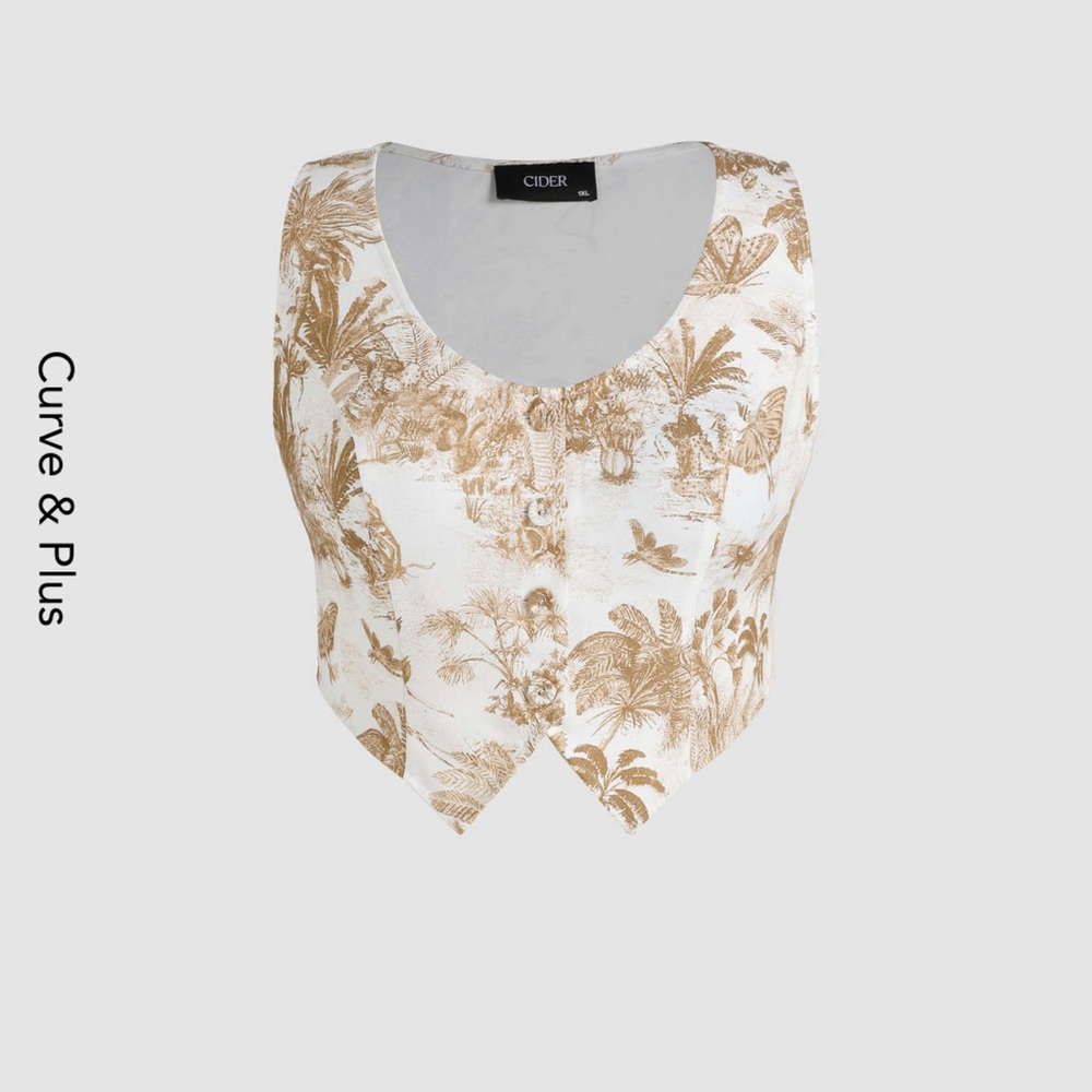 Curve & Plus Toile de Joy Button Up Vest